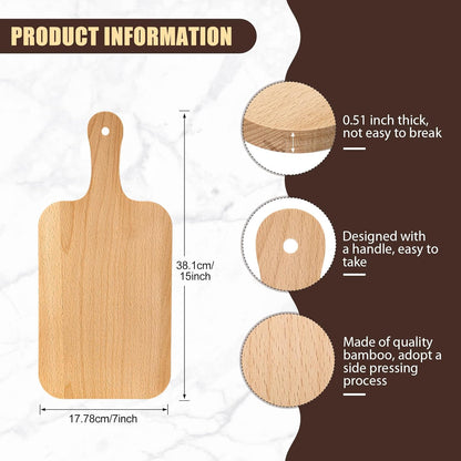 6 Pcs Thicken Cutting Board Bulk Wood Board for Chopping Serving Charcuterie Material for Laser Engraving Mother' Day Wedding Housewarming Gift(Acacia)
