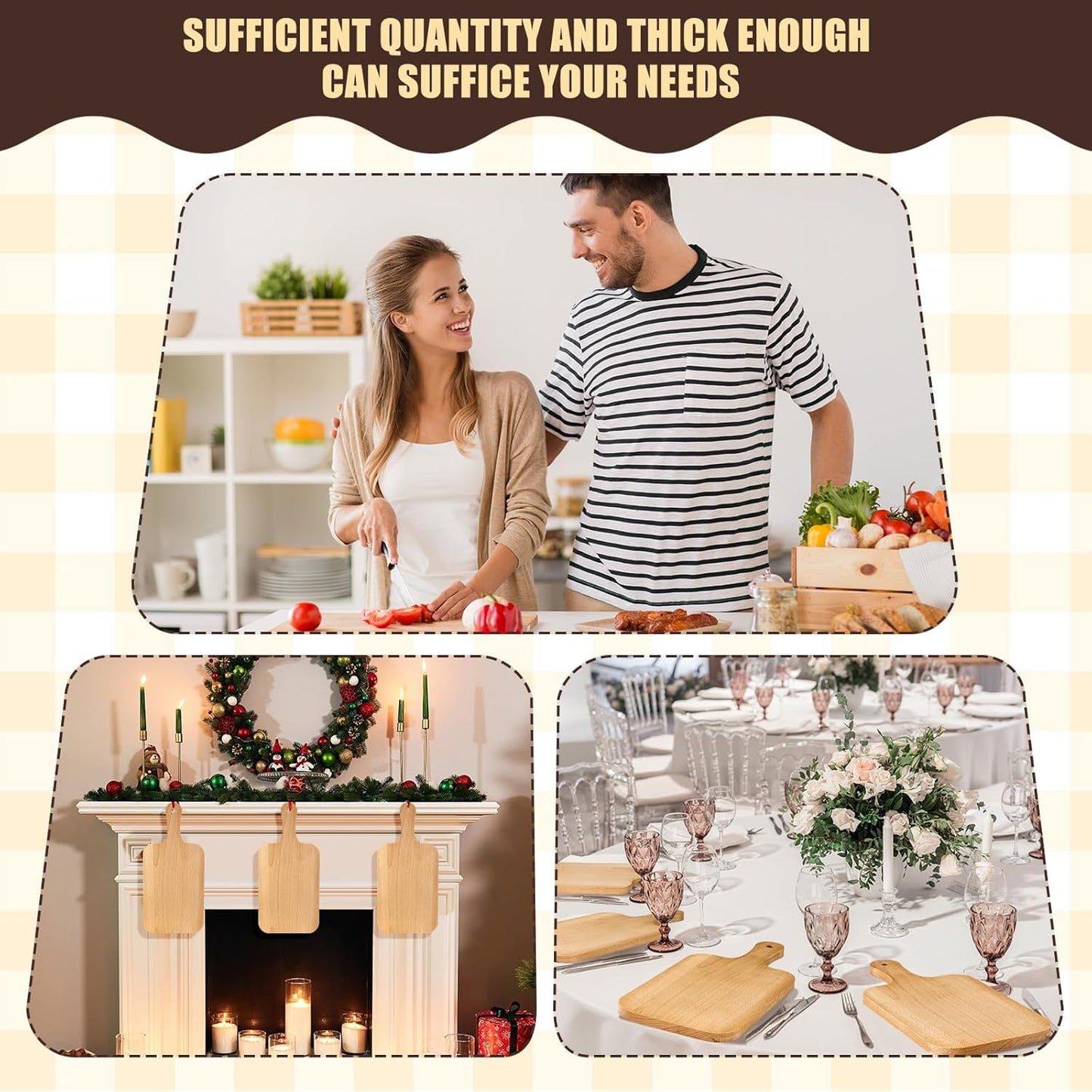 6 Pcs Thicken Cutting Board Bulk Wood Board for Chopping Serving Charcuterie Material for Laser Engraving Mother' Day Wedding Housewarming Gift(Acacia)