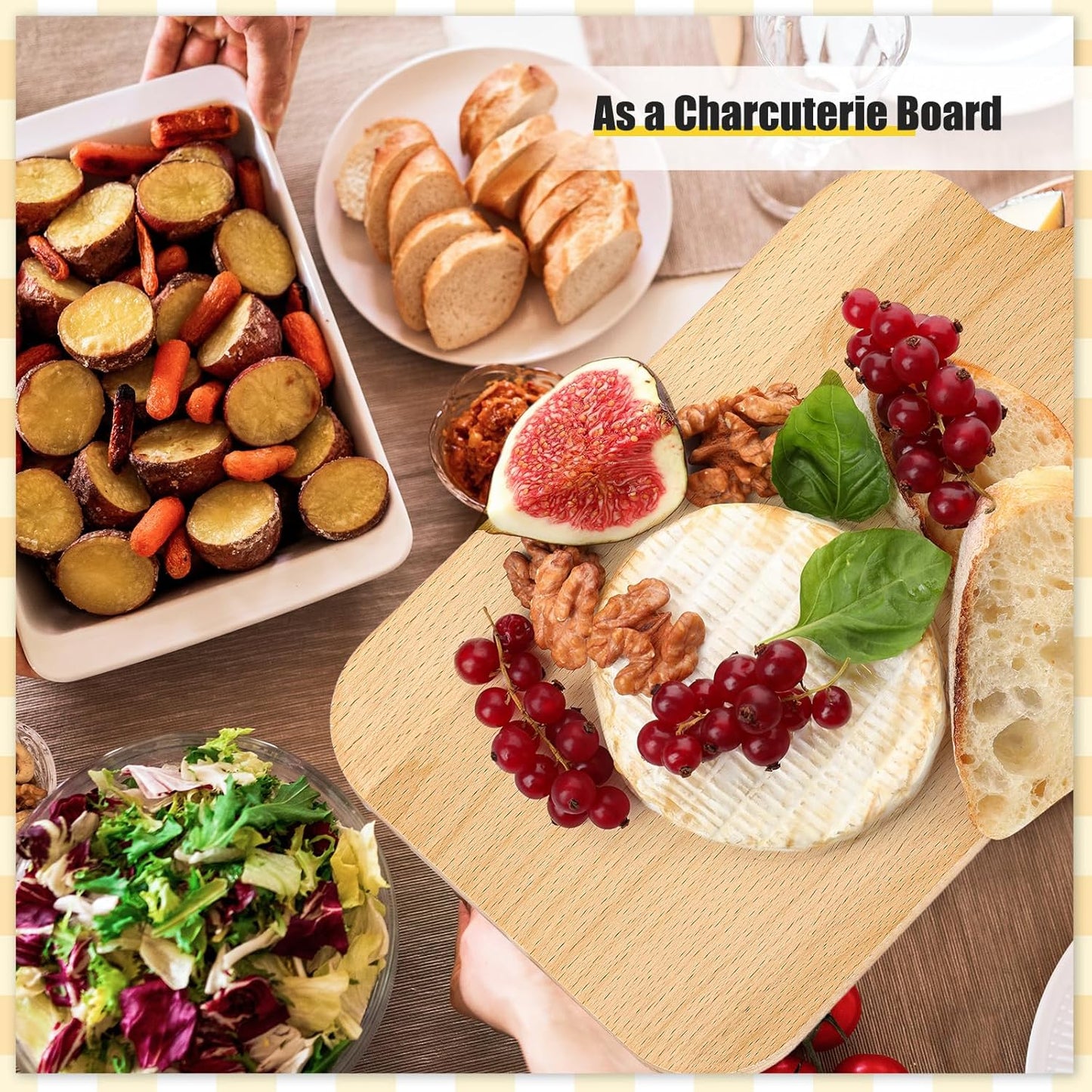 6 Pcs Thicken Cutting Board Bulk Wood Board for Chopping Serving Charcuterie Material for Laser Engraving Mother' Day Wedding Housewarming Gift(Acacia)