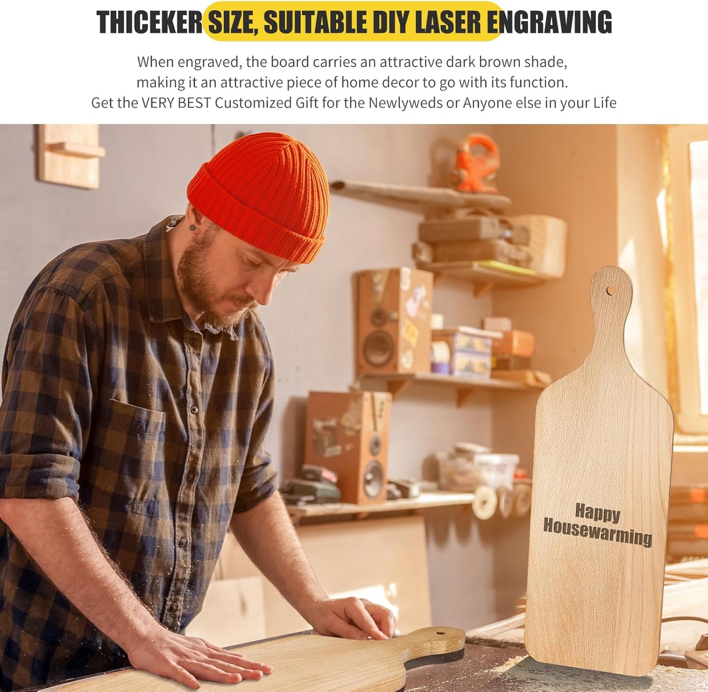 6 Pcs Thicken Cutting Board Bulk Wood Board for Chopping Serving Charcuterie Material for Laser Engraving Mother' Day Wedding Housewarming Gift(Acacia)