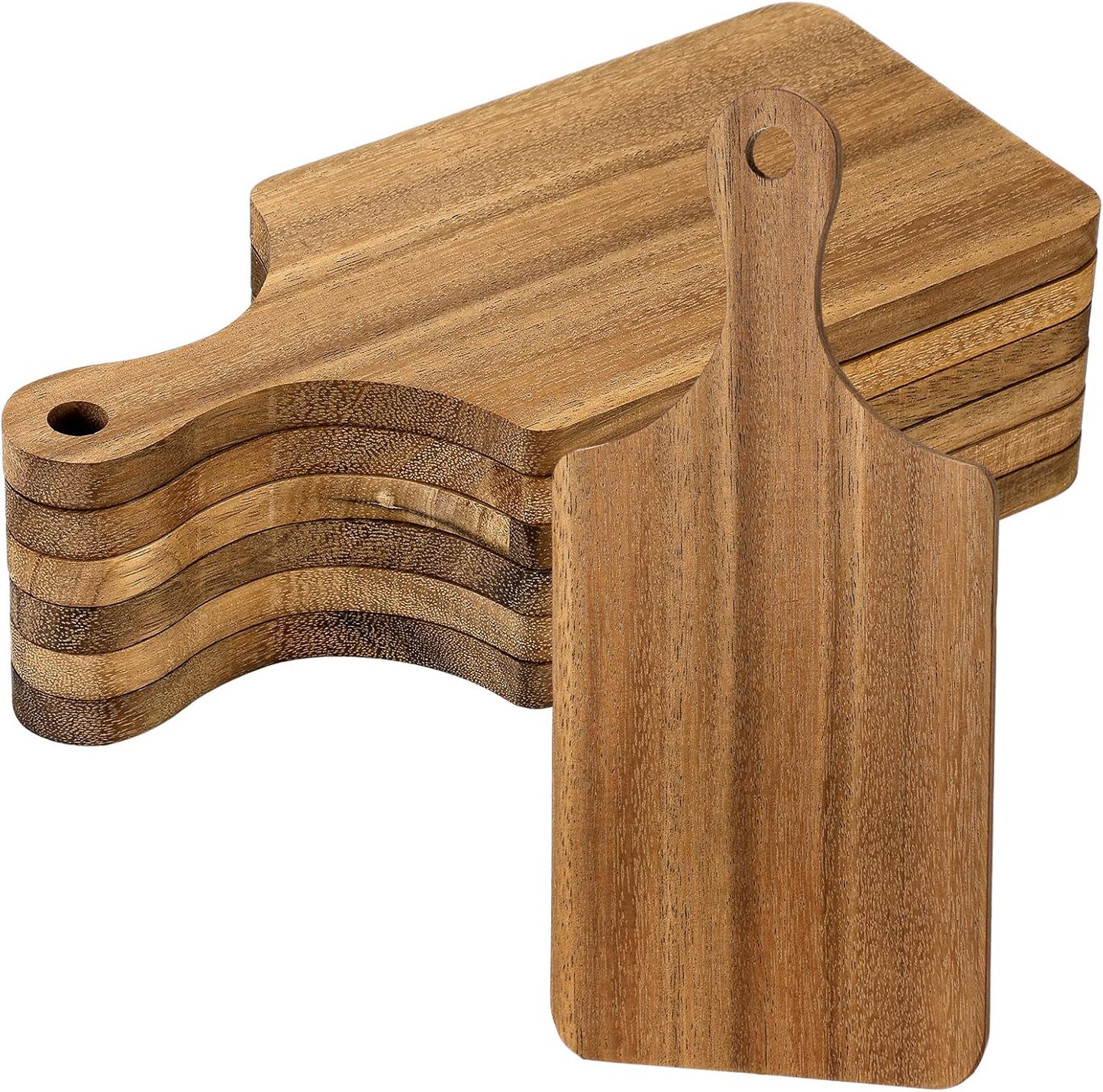 6 Pcs Thicken Cutting Board Bulk Wood Board for Chopping Serving Charcuterie Material for Laser Engraving Mother' Day Wedding Housewarming Gift(Acacia)