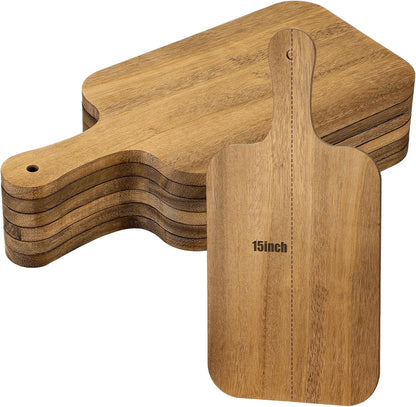 6 Pcs Thicken Cutting Board Bulk Wood Board for Chopping Serving Charcuterie Material for Laser Engraving Mother' Day Wedding Housewarming Gift(Acacia)