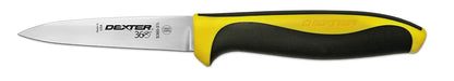 S360-3½Y-PCP Dexter 360 (36000Y) Paring Knife, 3½", spear point, straight edge, stamped, DEXSTEEL stain free, high carbon steel, polypropylene/Santoprene handle, yellow, NSF‌‌‍
