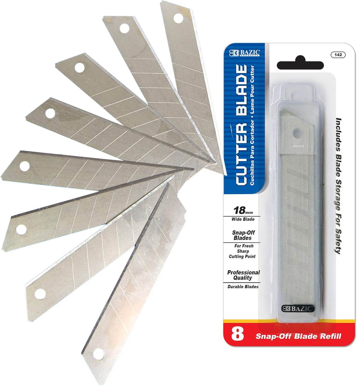 18 mm Snap-Off Replacement Blades in Tube, 8 Ct, 24-Box | drop into compatible utility knives and cutters