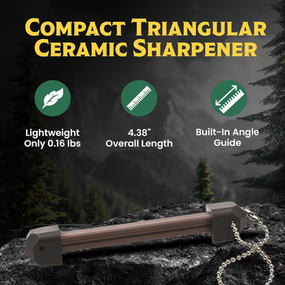 Tri-Seps Diamond Serration Edge & Point Sharpener, 4.38" Handheld Sharpening Rod with Angle Guide, For Serrated and Plain Edge Knives, Scissors, and Pointed Tools, Portable Pocket Design