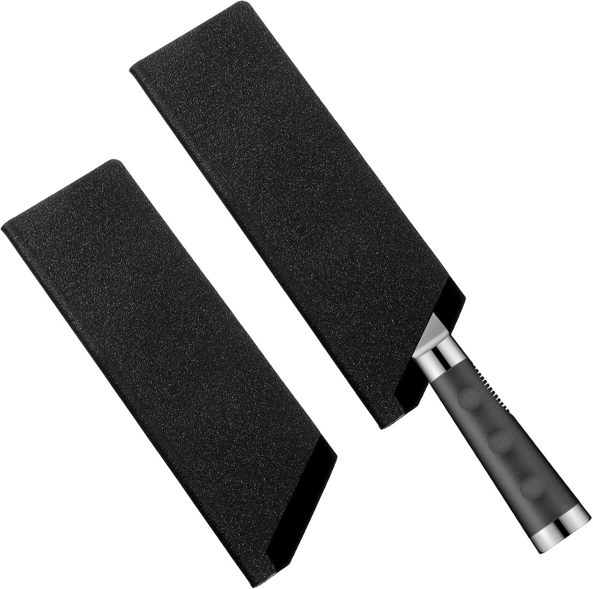 2 Pcs Knife Covers or Sleeves 8" x 2.2" Knife Edge Guard Universal Waterproof Kitchen Knife Sheath, Chef Knife Sheath, Plastic Knife Cover for Kitchen Knives, Black