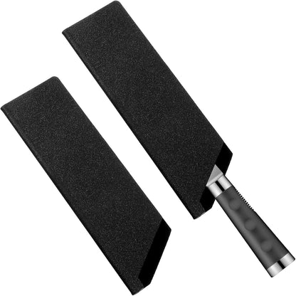 2 Pcs Knife Covers or Sleeves 8" x 2.2" Knife Edge Guard Universal Waterproof Kitchen Knife Sheath, Chef Knife Sheath, Plastic Knife Cover for Kitchen Knives, Black