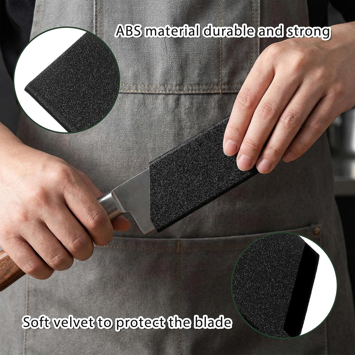 2 Pcs Knife Covers or Sleeves 8" x 2.2" Knife Edge Guard Universal Waterproof Kitchen Knife Sheath, Chef Knife Sheath, Plastic Knife Cover for Kitchen Knives, Black