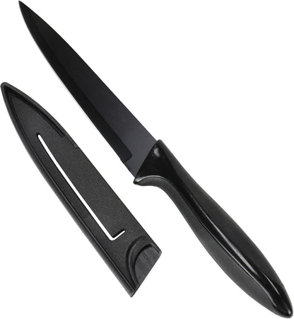Premium Utility Knife with Sheath, 5 inch Blade 10 inches in Length, Black