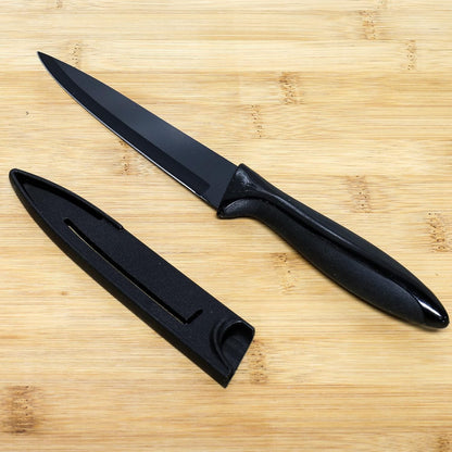 Premium Utility Knife with Sheath, 5 inch Blade 10 inches in Length, Black