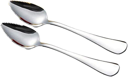2Pcs Grapefruit Spoon Stainless Steel Fruit Spoon, Dessert Spoons, Serrated Edge Ice Cream Scrape Cut Spoons For Fruit Dessert Cheese Vegetables Kitchen Tool with Non-stick Plating
