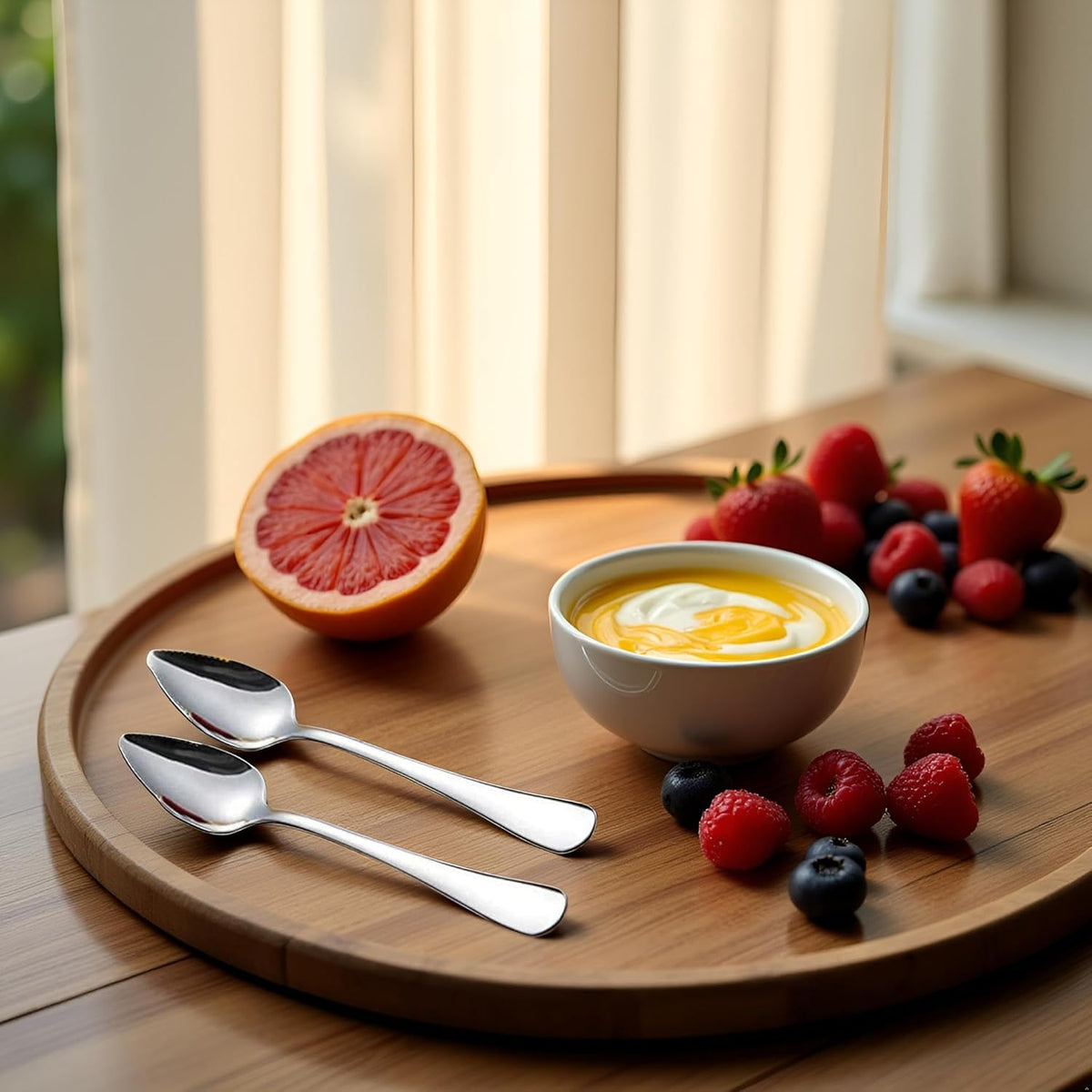 2Pcs Grapefruit Spoon Stainless Steel Fruit Spoon, Dessert Spoons, Serrated Edge Ice Cream Scrape Cut Spoons For Fruit Dessert Cheese Vegetables Kitchen Tool with Non-stick Plating