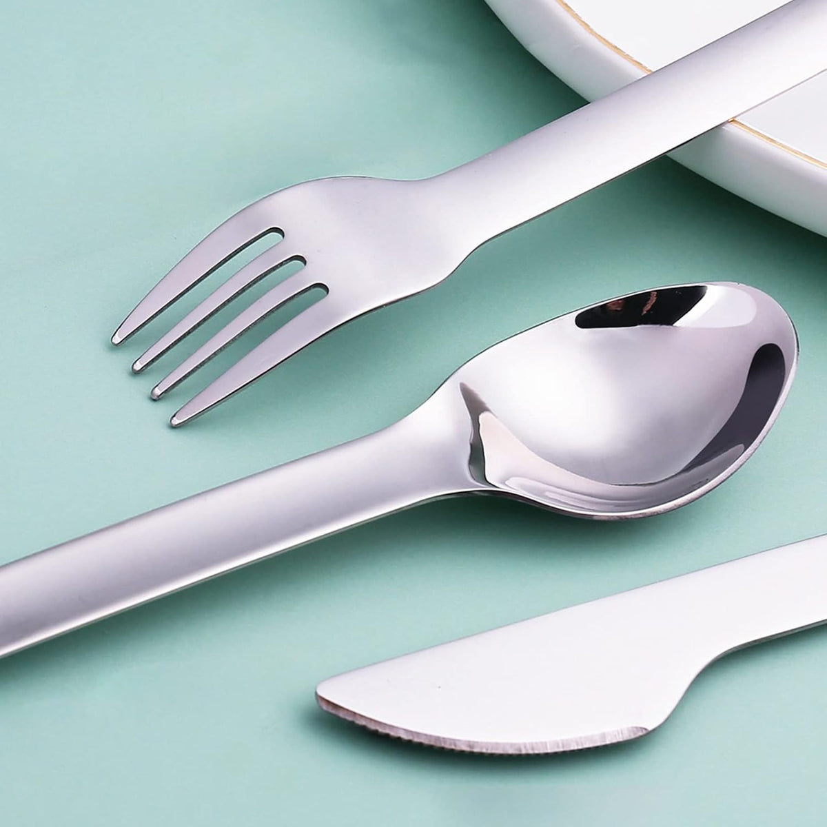 3-Piece Portable Flatware Set Pocket Utensils Set 18/8 Stainless Steel Fork Spoon Knife Set with Case for Lunch Travel Camping School Work Picnics (Grey)