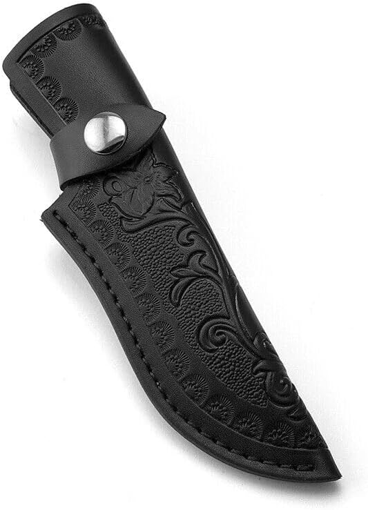 Leather Sheath Fixed Blade Straight Knife 6/7" Leather Sheath Scabbard Pouch (Black)