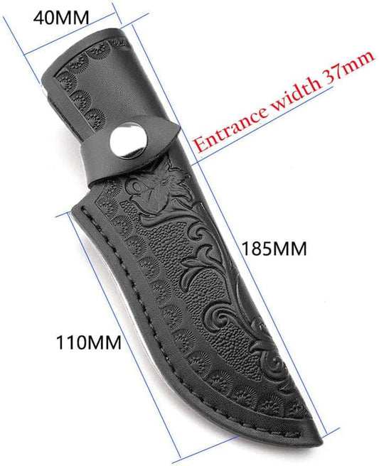 Leather Sheath Fixed Blade Straight Knife 6/7" Leather Sheath Scabbard Pouch (Black)