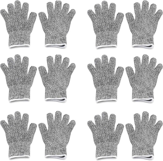 6Pair XS 8-12yr Kid Cut Resistant Gloves High Performance Level 5 Protection Food Grade In/Outdoor [P/N: ET-TOOL032-XS X6-GRAY ]