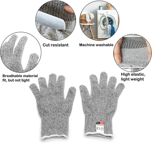 6Pair XS 8-12yr Kid Cut Resistant Gloves High Performance Level 5 Protection Food Grade In/Outdoor [P/N: ET-TOOL032-XS X6-GRAY ]