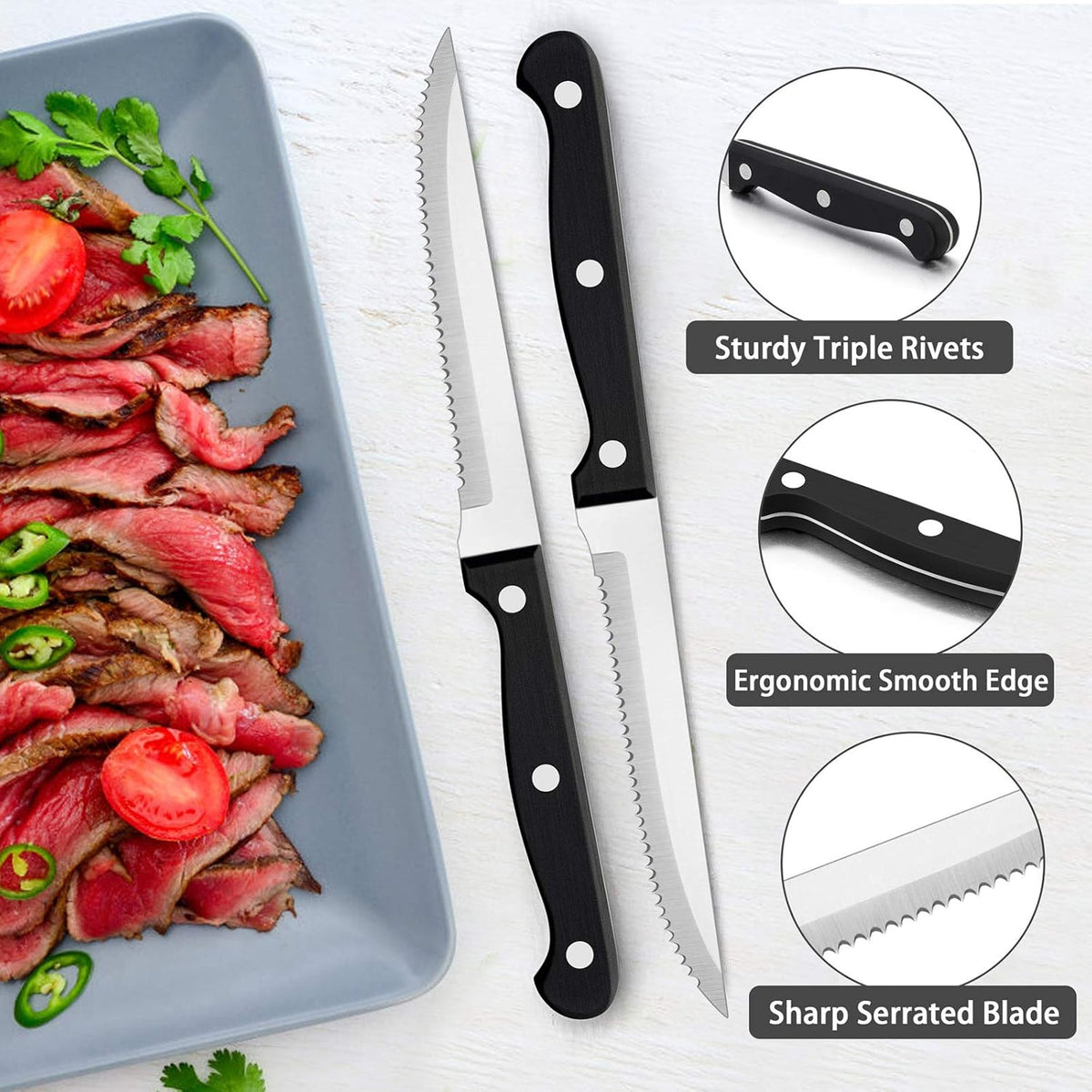 77-Piece Silverware Flatware Set for 12, Plus Steak Knives and Serving Utensils, Stainless Steel Flatware Cutlery Set, Eating Utensils Tableware with Scalloped Edge, Dishwasher Safe