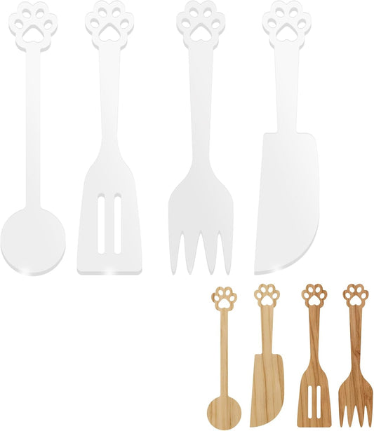 4 PCS Acrylic Tableware Router Template, Acrylic Charcuterie Board Handle Template, Clear Cutting Board Templates for Wood Carving Woodworking Tracing Stencils Guide Tools for Kitchen