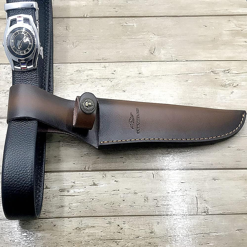 Fixed Blade Knife Sheath Fits up to 8 Inch Blade,Leather Knife Sheaths Knife Holder Hunting Knife Sheath,Straight Sheath Brown