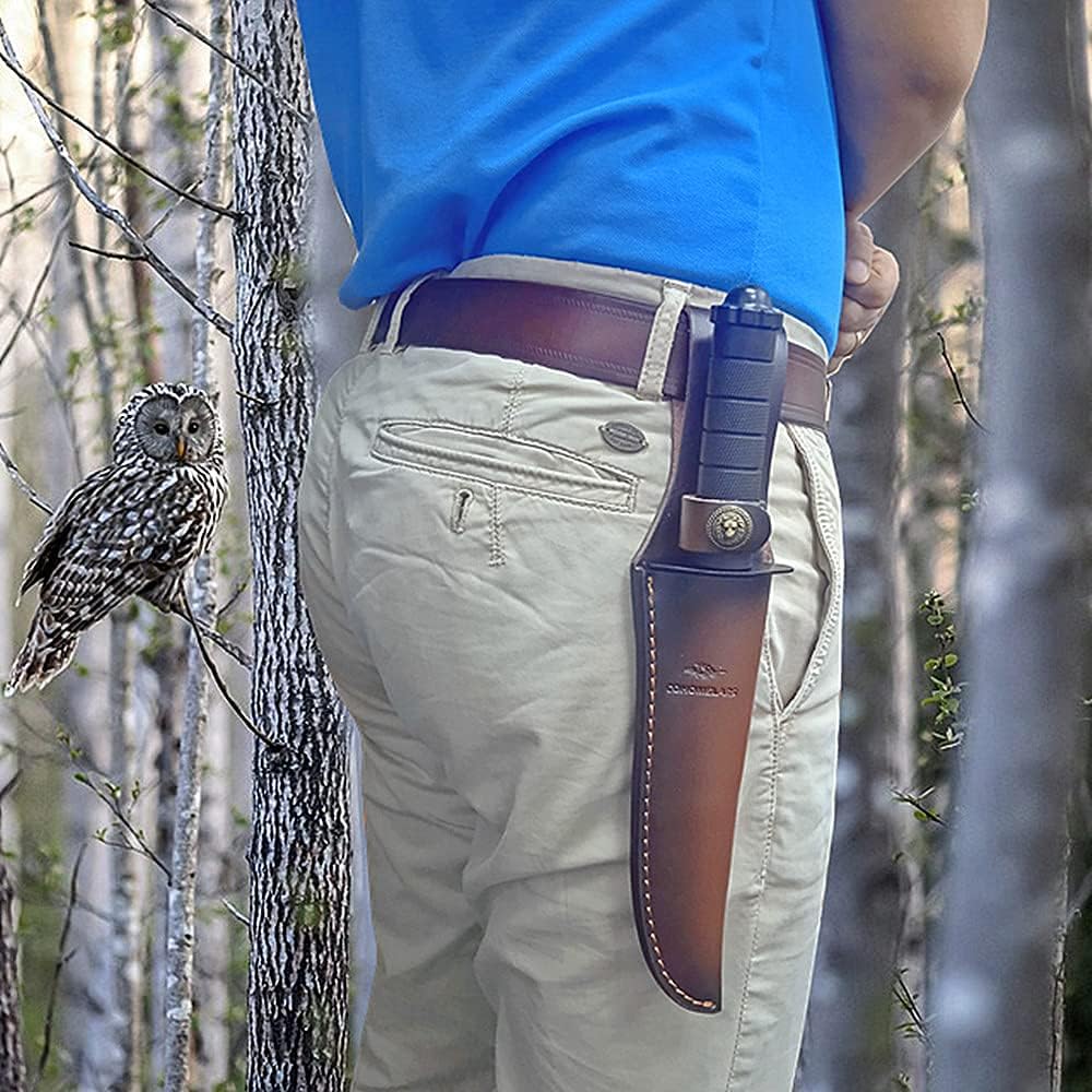 Fixed Blade Knife Sheath Fits up to 8 Inch Blade,Leather Knife Sheaths Knife Holder Hunting Knife Sheath,Straight Sheath Brown