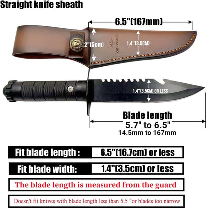 Fixed Blade Knife Sheath Fits up to 8 Inch Blade,Leather Knife Sheaths Knife Holder Hunting Knife Sheath,Straight Sheath Brown