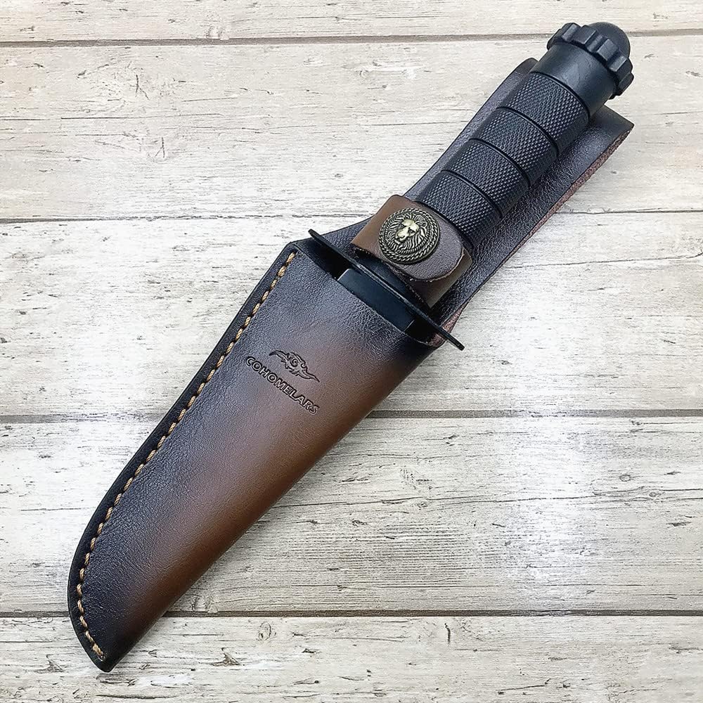 Fixed Blade Knife Sheath Fits up to 8 Inch Blade,Leather Knife Sheaths Knife Holder Hunting Knife Sheath,Straight Sheath Brown