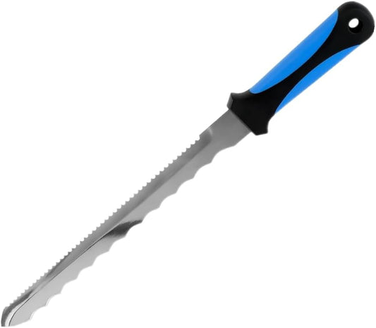 Insulation Knife with Sheath, 16.8" Serrated Blade | Double-sided serrated steel blade, portable sheath, cuts foam, rockwool, fiberglass and sod;spray foam knife