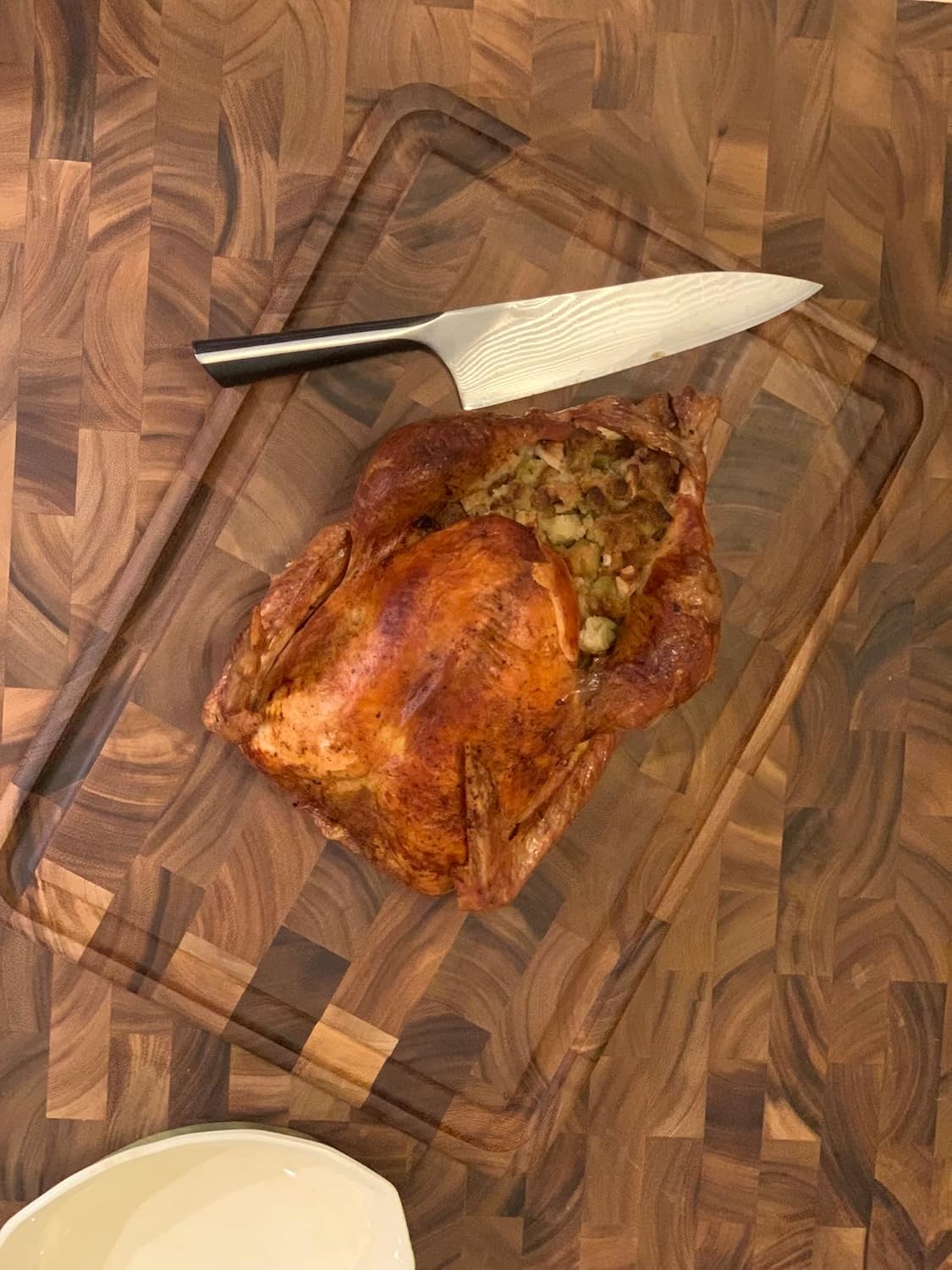 Gourmet Charleston End Grain Board with Channel, Acacia Wood Brown 20 x 14 Inches | Knife Friendly End Grain | Beautiful Acacia Wood | Large Board for Cutting, Carving & Serving | Mess Free Juice Channel
