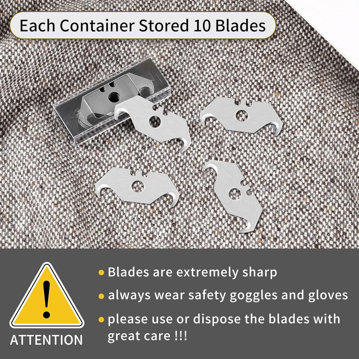 30 Pack Utility Knife Hook Blades, SK5 Steel Box Cutter Razor Blades | Standard Replacement Blades w/ Plastic Case for Box Cutter Refills Cutting Cardboard, Leather, Drywall, Carpet, Rope, etc