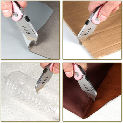 30 Pack Utility Knife Hook Blades, SK5 Steel Box Cutter Razor Blades | Standard Replacement Blades w/ Plastic Case for Box Cutter Refills Cutting Cardboard, Leather, Drywall, Carpet, Rope, etc
