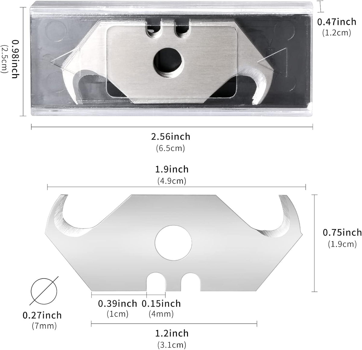 30 Pack Utility Knife Hook Blades, SK5 Steel Box Cutter Razor Blades | Standard Replacement Blades w/ Plastic Case for Box Cutter Refills Cutting Cardboard, Leather, Drywall, Carpet, Rope, etc