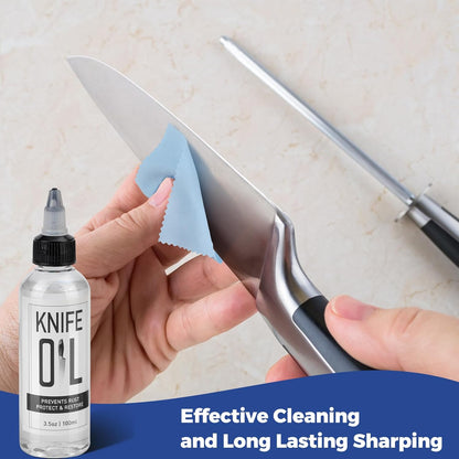 Knife Blade Oil & Honing Oil - Knife Maintenance Oil Prevent Rust - Rust Remover Knives Oil Protects Carbon Steel Knives & Sharpening Stone - Protection ＆ Lubricant Knife Care Cleaning Set (5PCS)