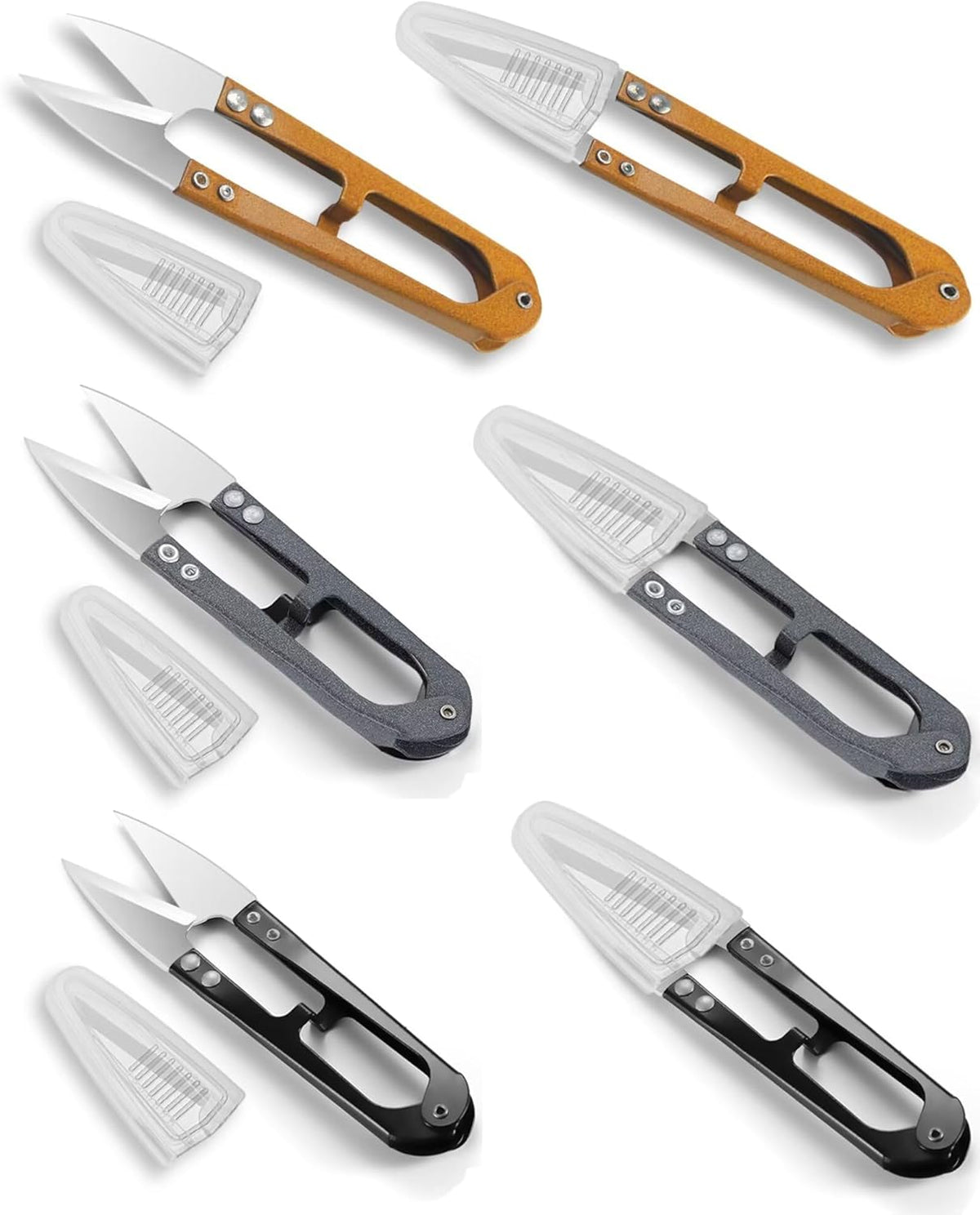 6 Pack Sharp Thread Snips with Safety Covers & Storage Case, 4.1" Upgraded 420 Stainless Steel Sewing Snips for Embroidery, Yarn, Flowers, Bonsai Pruning & Detail Gardening