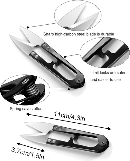 6 Pack Sharp Thread Snips with Safety Covers & Storage Case, 4.1" Upgraded 420 Stainless Steel Sewing Snips for Embroidery, Yarn, Flowers, Bonsai Pruning & Detail Gardening