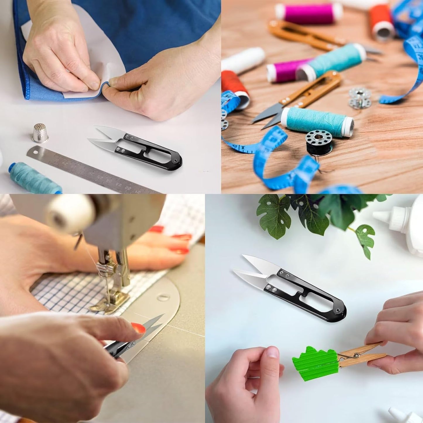 6 Pack Sharp Thread Snips with Safety Covers & Storage Case, 4.1" Upgraded 420 Stainless Steel Sewing Snips for Embroidery, Yarn, Flowers, Bonsai Pruning & Detail Gardening