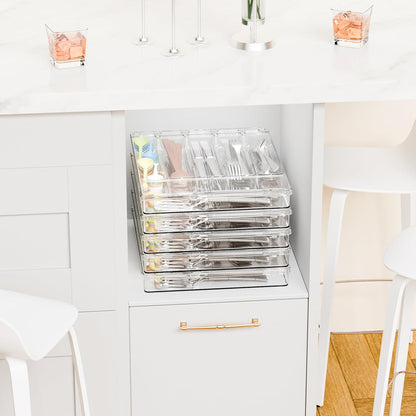 Clear Silverware Organizer with Lid - 9 inch Wide - Small Silverware Drawer Organizer & Tray and Utensil Drawer Organizers with Lid,BPA Free Plastic Flatware Drawers Organizers for Fork,Spoon