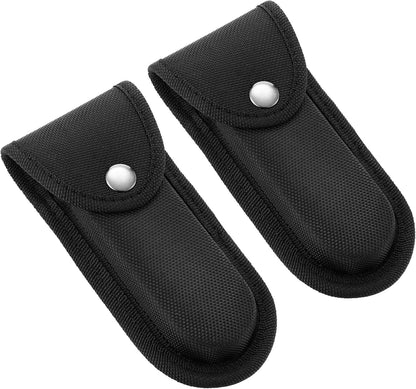 2-Pack Nylon Pocket Knife Sheath, 5-5.5 Inch for Daily Carry | Folding knife and multitool pouch with snap closure; horizontal or vertical belt carry for work, hiking, camping, fishing