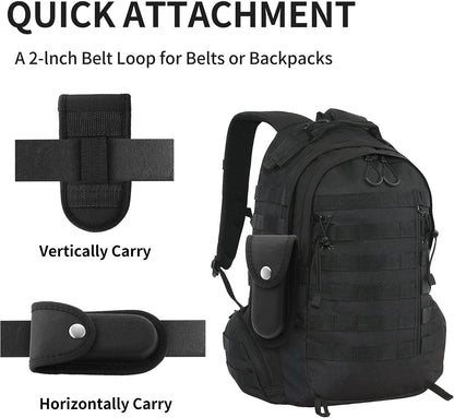 2-Pack Nylon Pocket Knife Sheath, 5-5.5 Inch for Daily Carry | Folding knife and multitool pouch with snap closure; horizontal or vertical belt carry for work, hiking, camping, fishing
