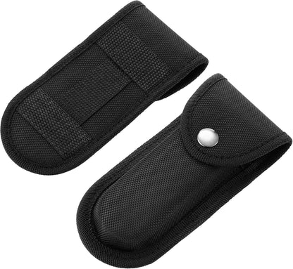 2-Pack Nylon Pocket Knife Sheath, 5-5.5 Inch for Daily Carry | Folding knife and multitool pouch with snap closure; horizontal or vertical belt carry for work, hiking, camping, fishing