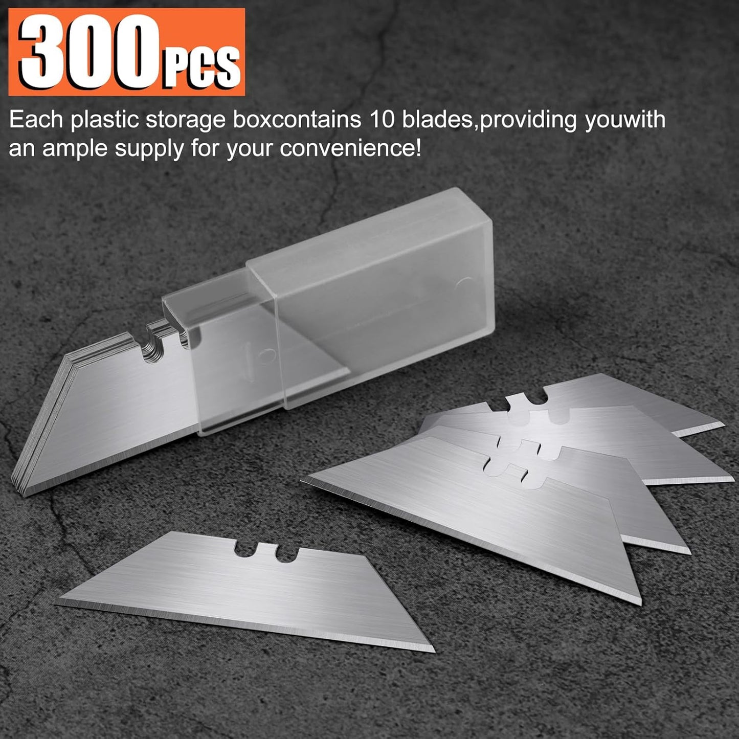 100 Pcs Utility Knife Blade, SK5 High Carbon Steel Box Cutter Blades Refills with Storage Box, Sharp Utility Blades for Box Cutter, Non-Rusting Standard Razor Blade