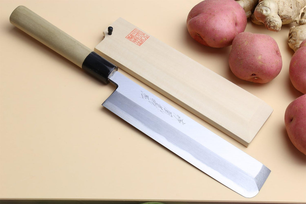Yoshihiro Shiroko High Carbon Steel Kasumi Edo Usuba Vegetable Japanese Chef's Knife (7.5'' (195mm), Magnolia Handle)