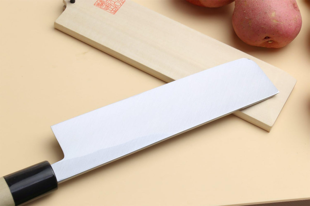 Yoshihiro Shiroko High Carbon Steel Kasumi Edo Usuba Vegetable Japanese Chef's Knife (7.5'' (195mm), Magnolia Handle)