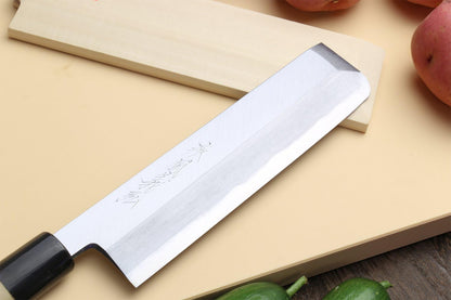 Yoshihiro Shiroko High Carbon Steel Kasumi Edo Usuba Vegetable Japanese Chef's Knife (7.5'' (195mm), Magnolia Handle)