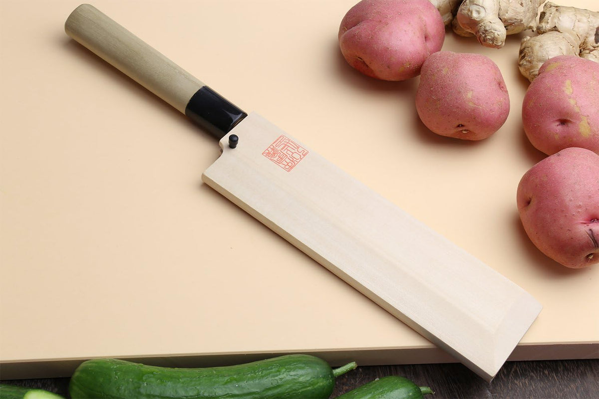 Yoshihiro Shiroko High Carbon Steel Kasumi Edo Usuba Vegetable Japanese Chef's Knife (7.5'' (195mm), Magnolia Handle)