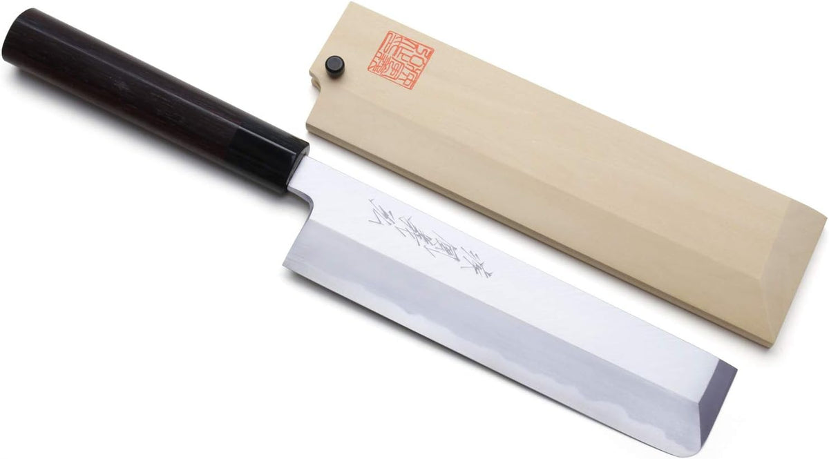 Yoshihiro Shiroko High Carbon Steel Kasumi Edo Usuba Vegetable Japanese Chef's Knife (7.5'' (195mm), Magnolia Handle)