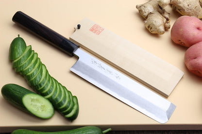 Yoshihiro Shiroko High Carbon Steel Kasumi Edo Usuba Vegetable Japanese Chef's Knife (7.5'' (195mm), Magnolia Handle)