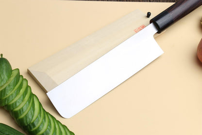 Yoshihiro Shiroko High Carbon Steel Kasumi Edo Usuba Vegetable Japanese Chef's Knife (7.5'' (195mm), Magnolia Handle)