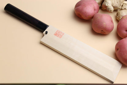 Yoshihiro Shiroko High Carbon Steel Kasumi Edo Usuba Vegetable Japanese Chef's Knife (7.5'' (195mm), Magnolia Handle)