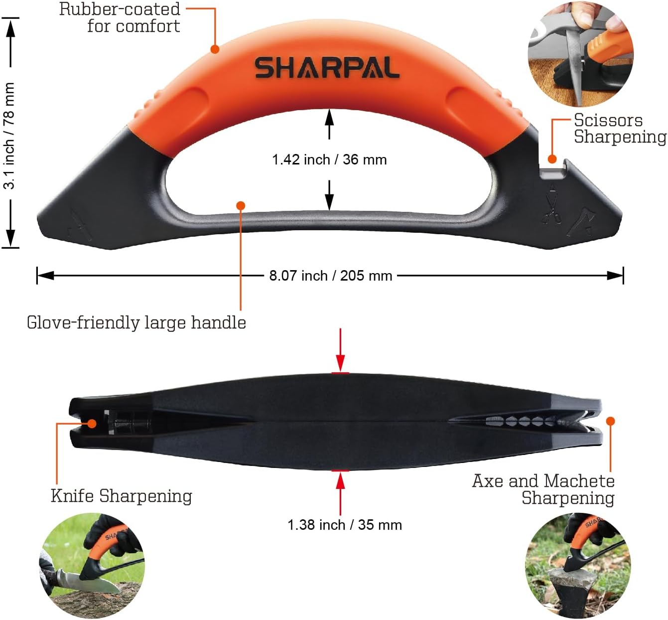 112N 3-in-1 Knife & Garden Tool Sharpener for Axe, Hatchet, Machete & Scissors, Blade Repair & Restoration Tool Gifts for Men